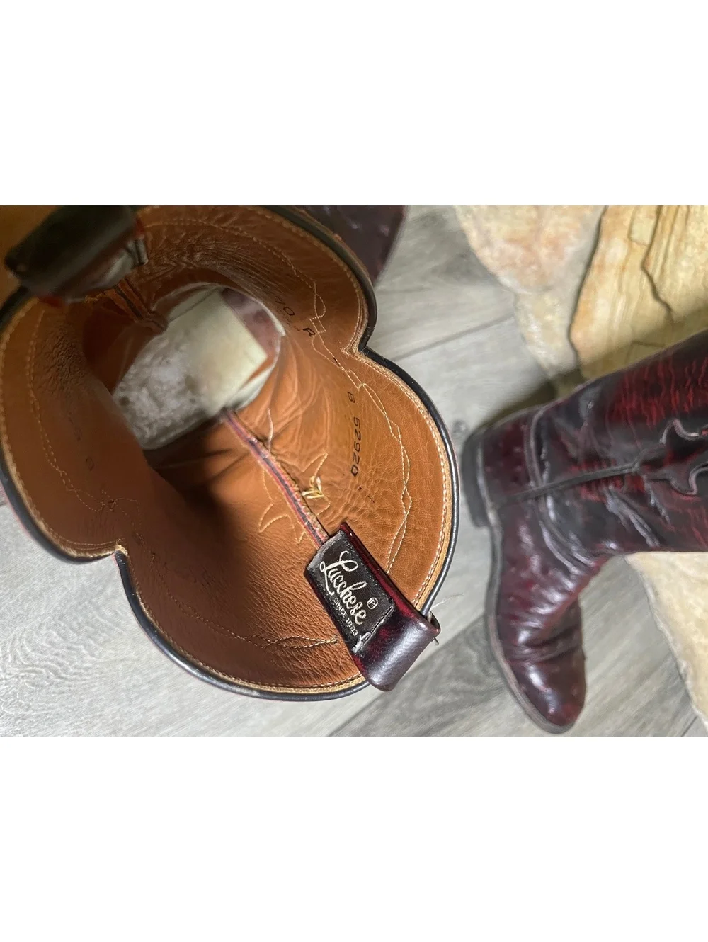 Lucchese P0970 men’s fisher croc horseman boot size 7.5